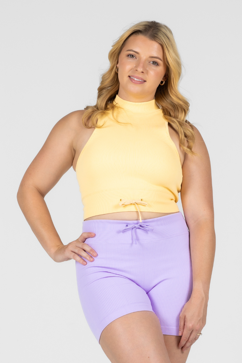 Paradise High Neck Crop | Lemon