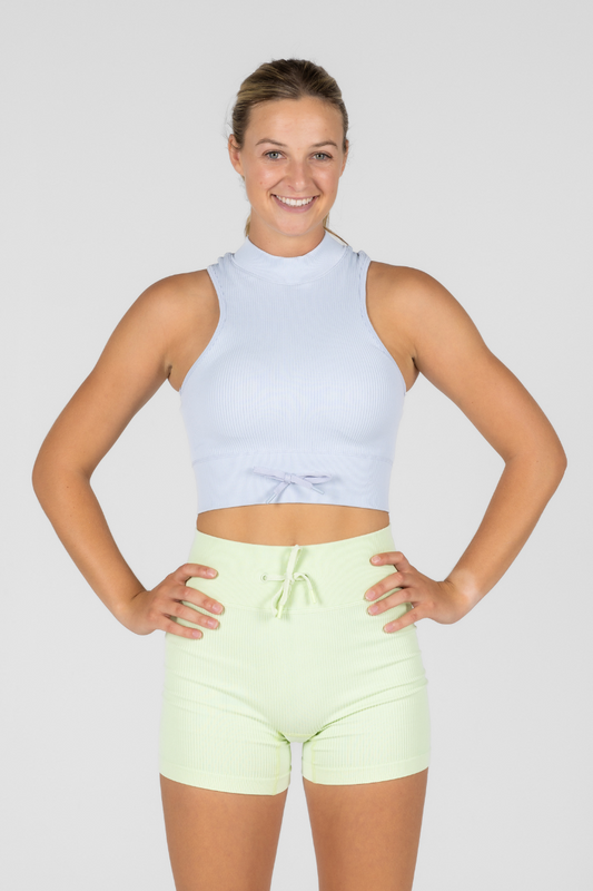 Paradise High Neck Crop | Pastel Blue