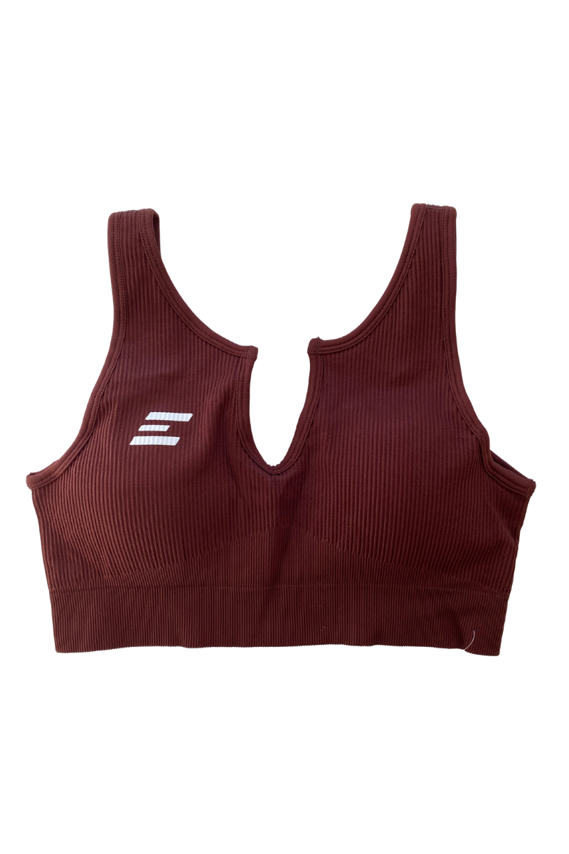 Luxe Sports Bra | V Shape - Chocolate